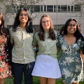 Lab students standing outside